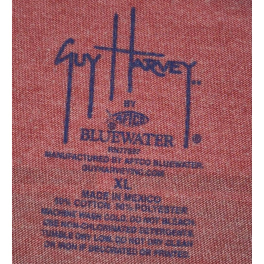 Guy Harvey men's red‎ fishing logo graphic t-shirt 86 swordfish two sided sz. XL - Picture 4 of 9